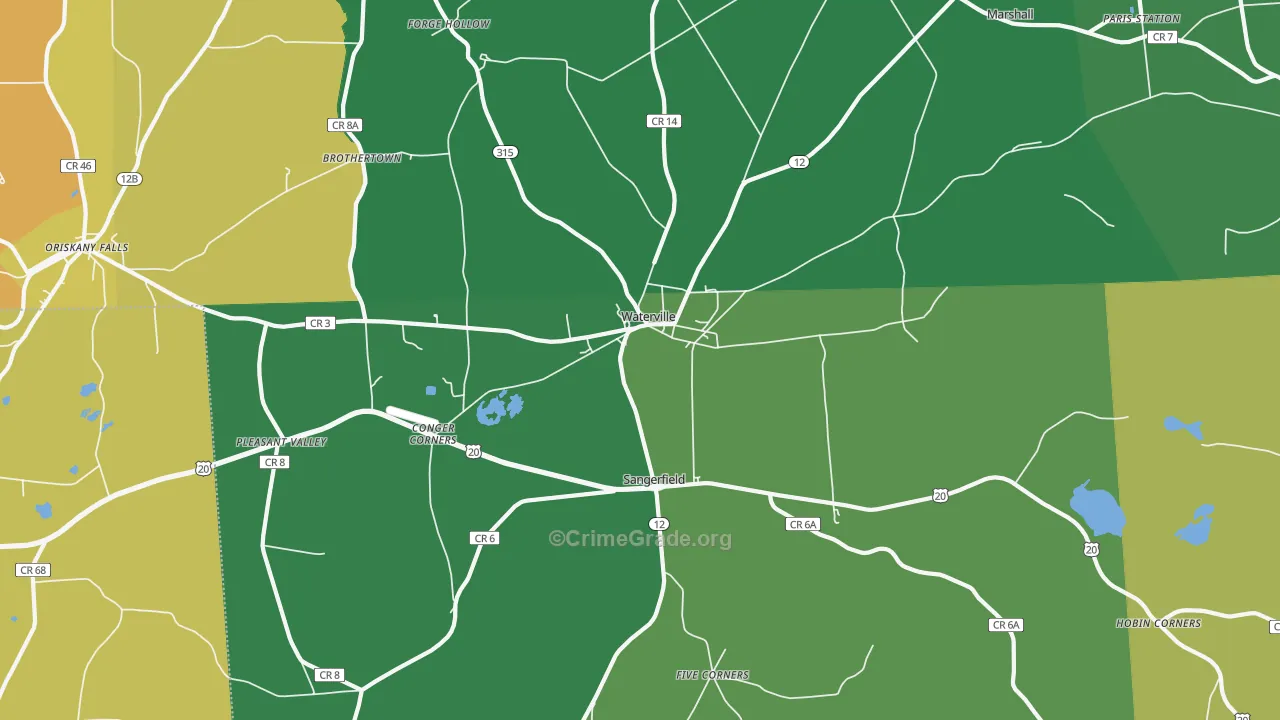 Waterville, NY Map of Assault Rates