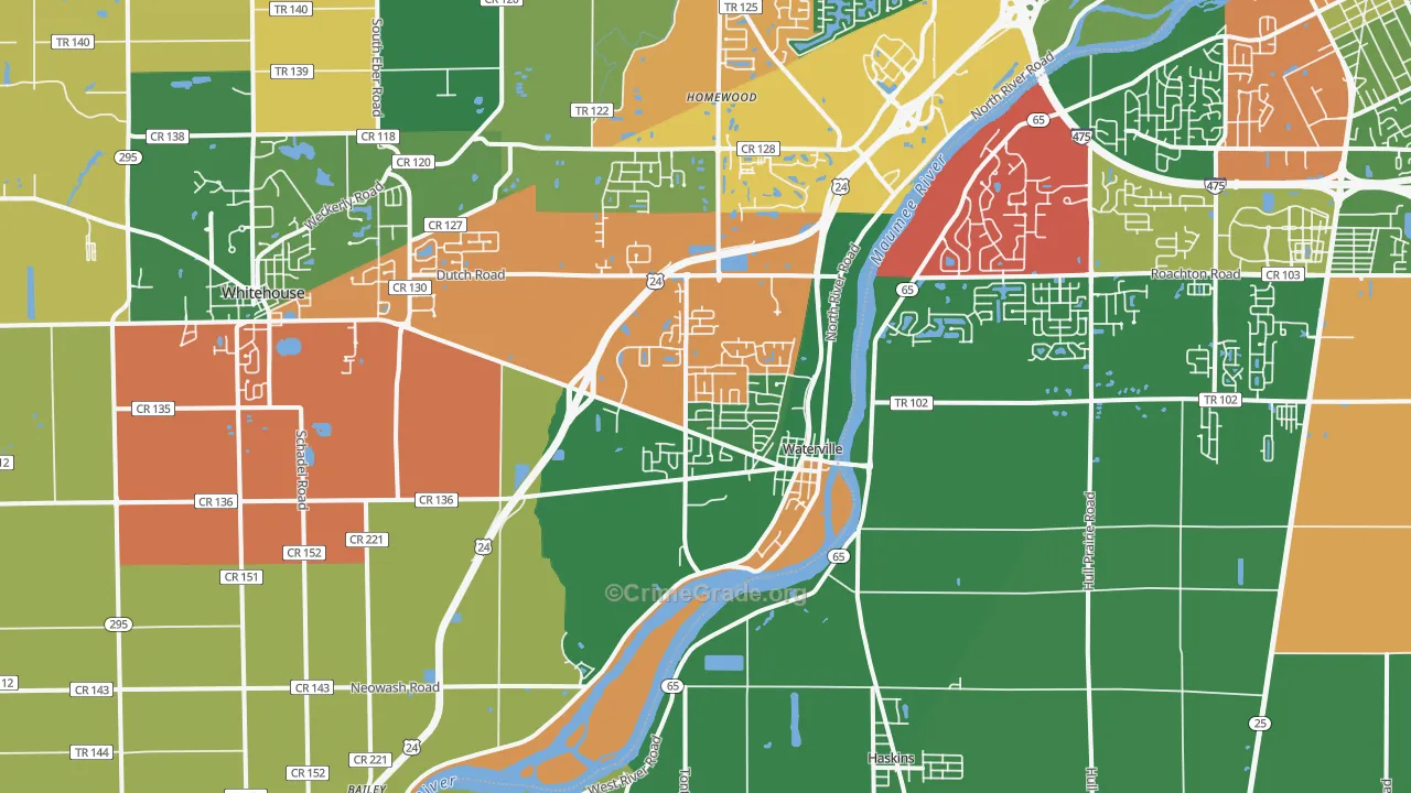 Waterville, OH Map of Assault Rates