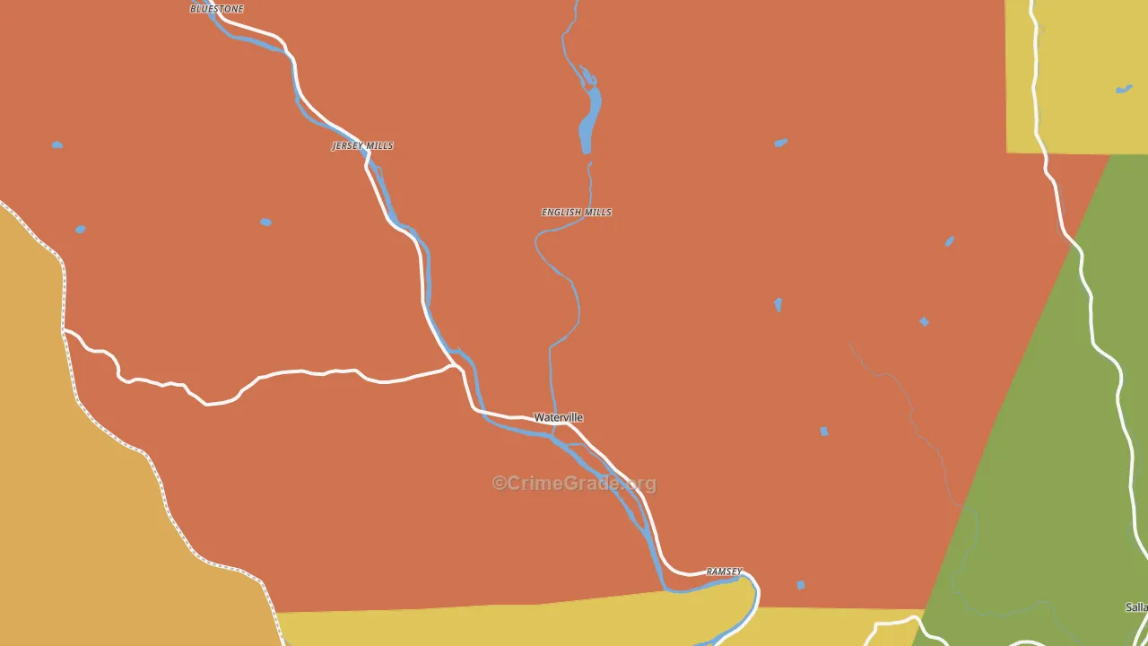 Waterville, PA Map of Assault Rates