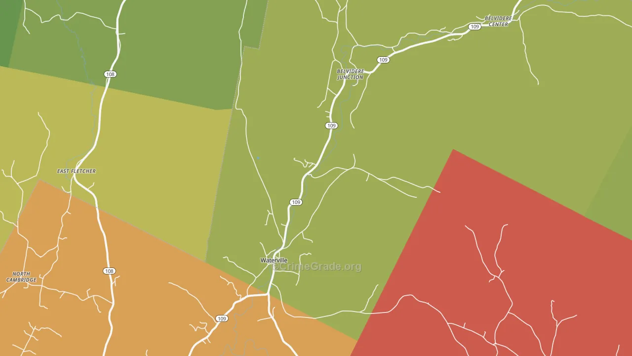 Waterville, VT Map of Assault Rates