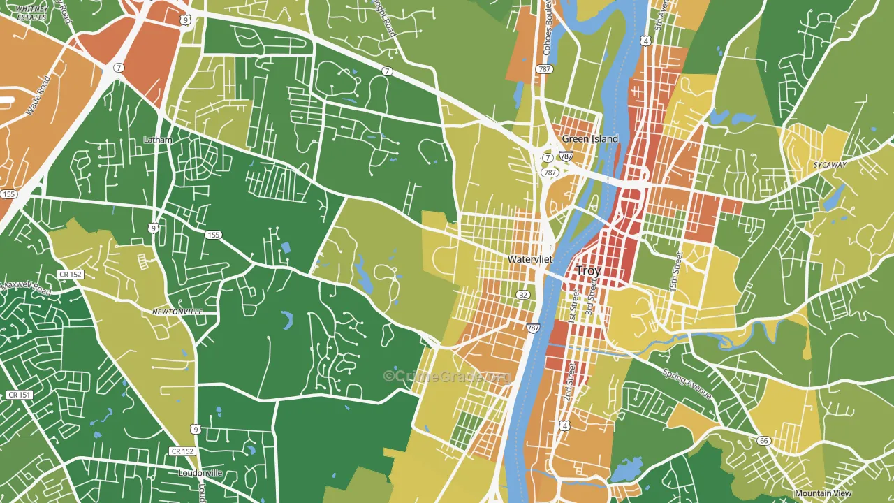 Watervliet, NY Map of Assault Rates
