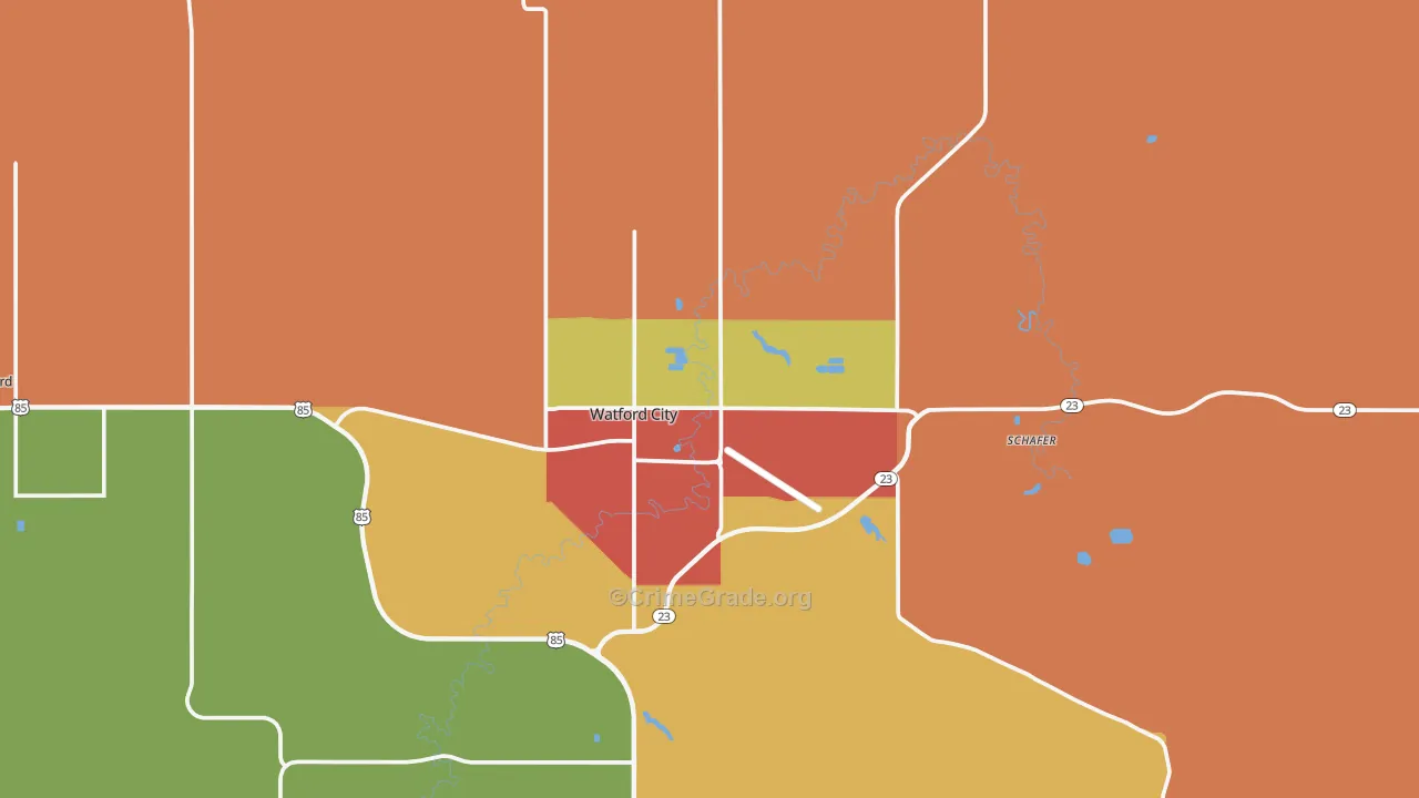 Watford City, ND Map of Assault Rates