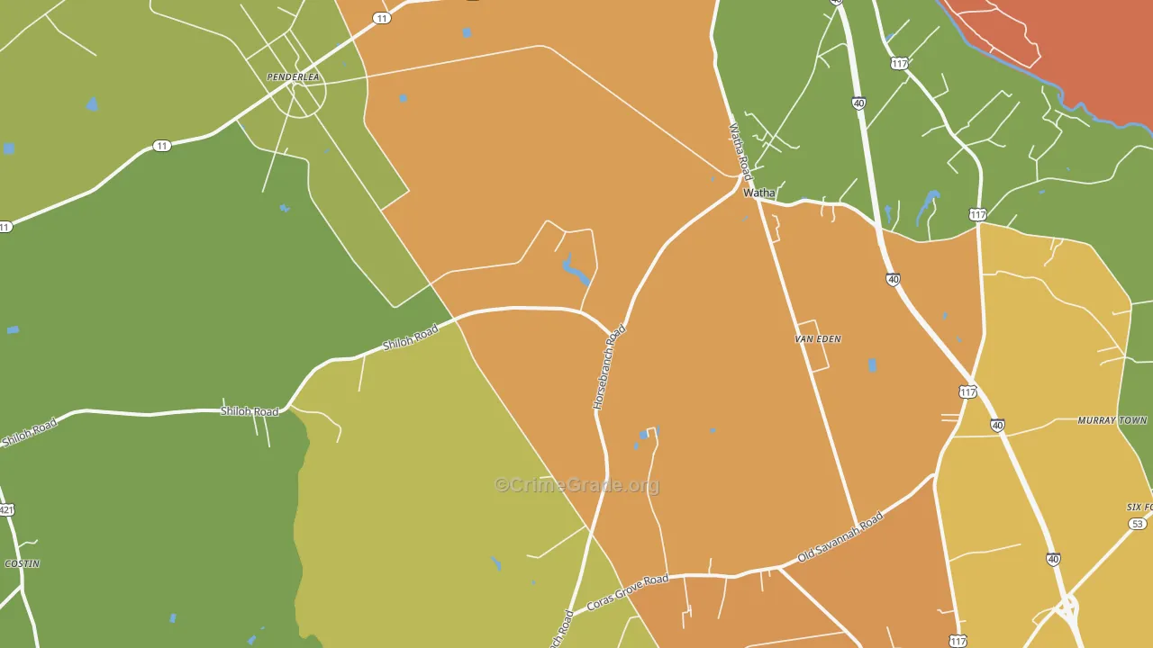 Watha, NC Map of Assault Rates