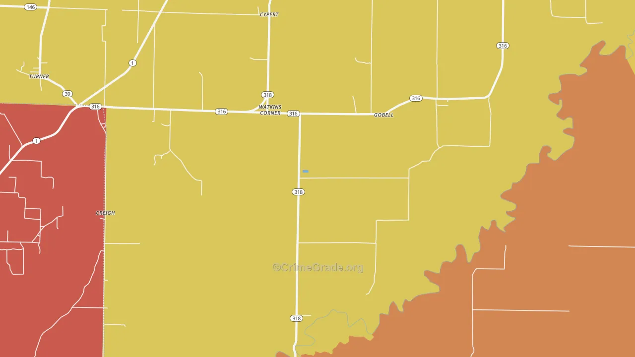 Watkins Corner, AR Map of Assault Rates