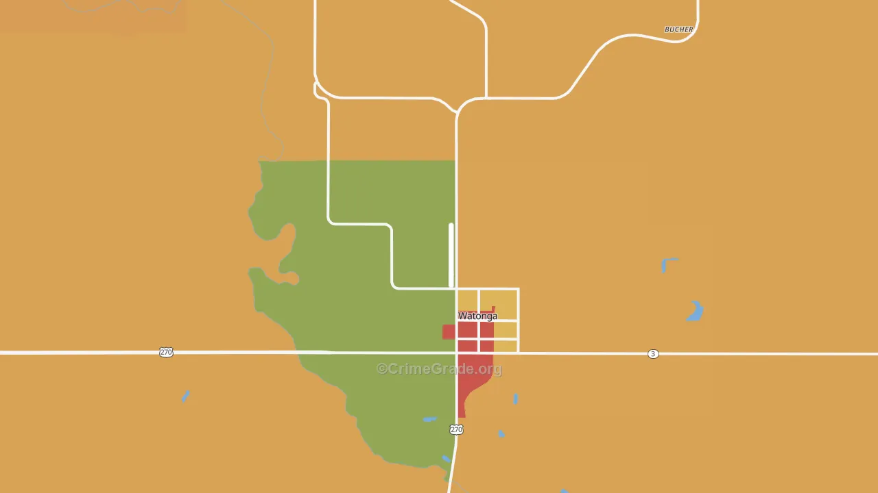 Watonga, OK Map of Assault Rates
