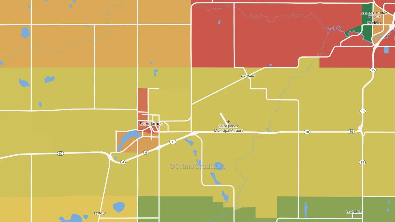 Watonwan County, MN Map of Assault Rates
