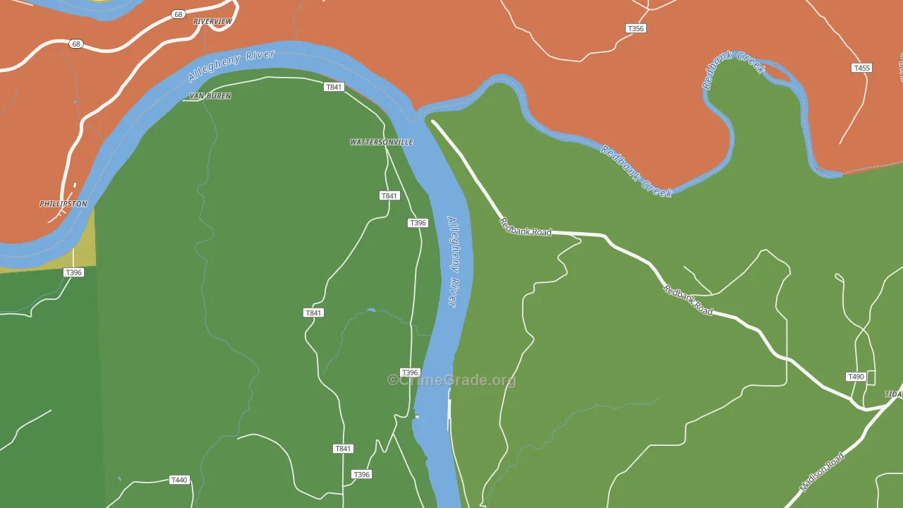 Wattersonville, PA Map of Assault Rates