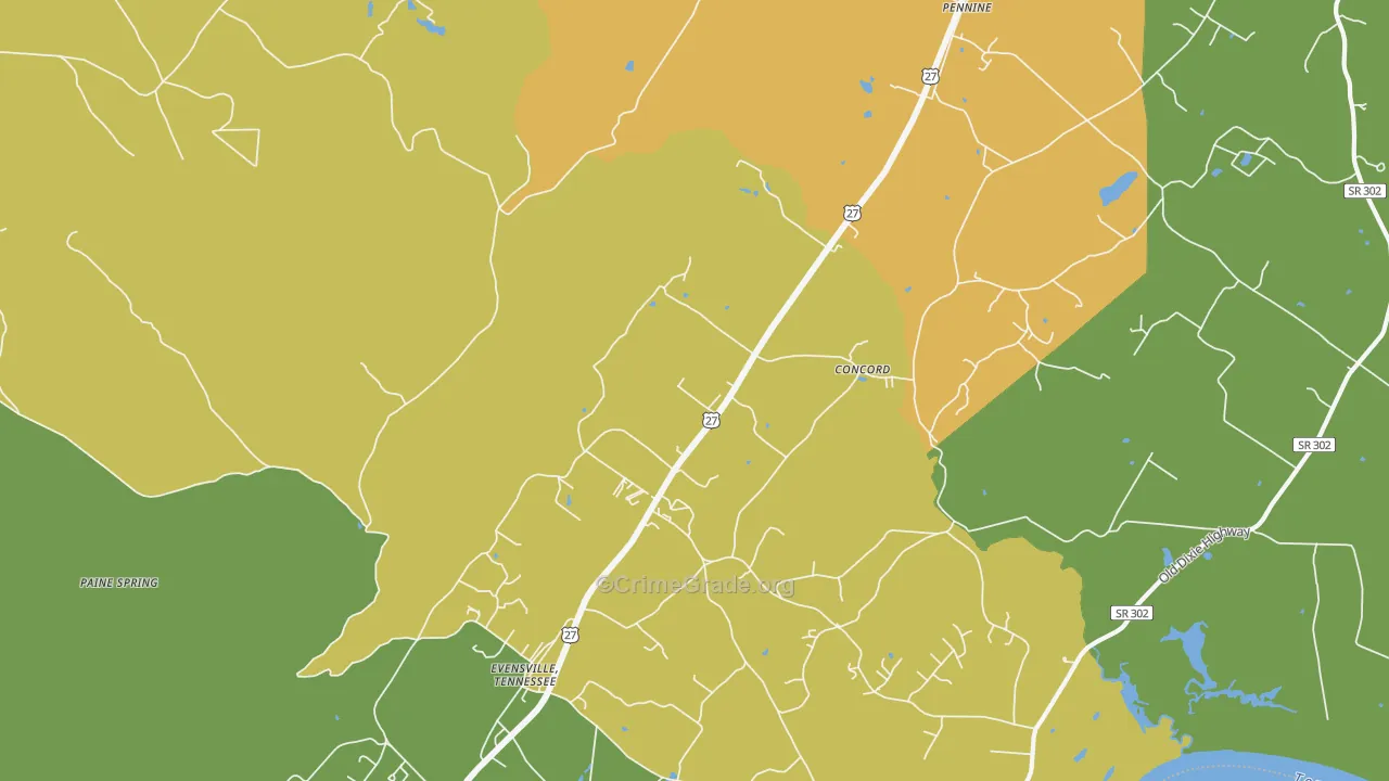 Watts Bar Dam, TN Map of Assault Rates