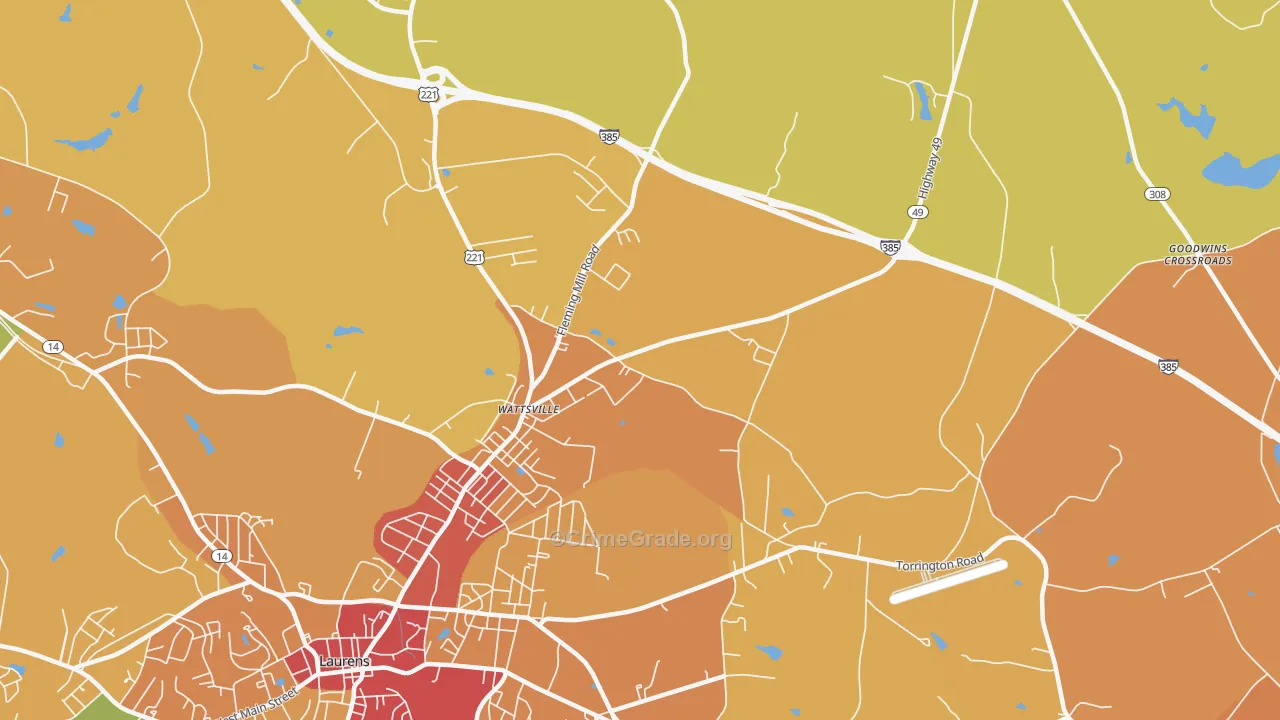 Wattsville, SC Map of Assault Rates
