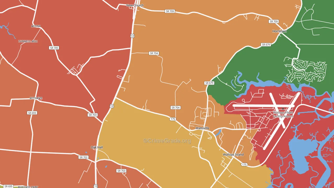 Wattsville, VA Map of Assault Rates