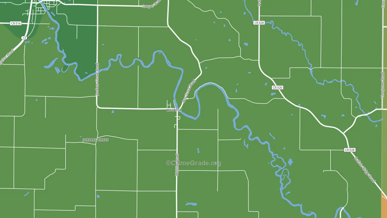 Waubeek, IA Map of Assault Rates