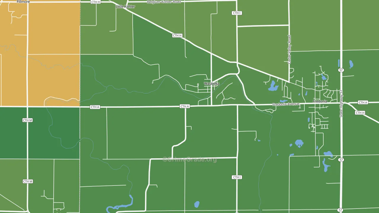 Waubeka, WI Map of Assault Rates