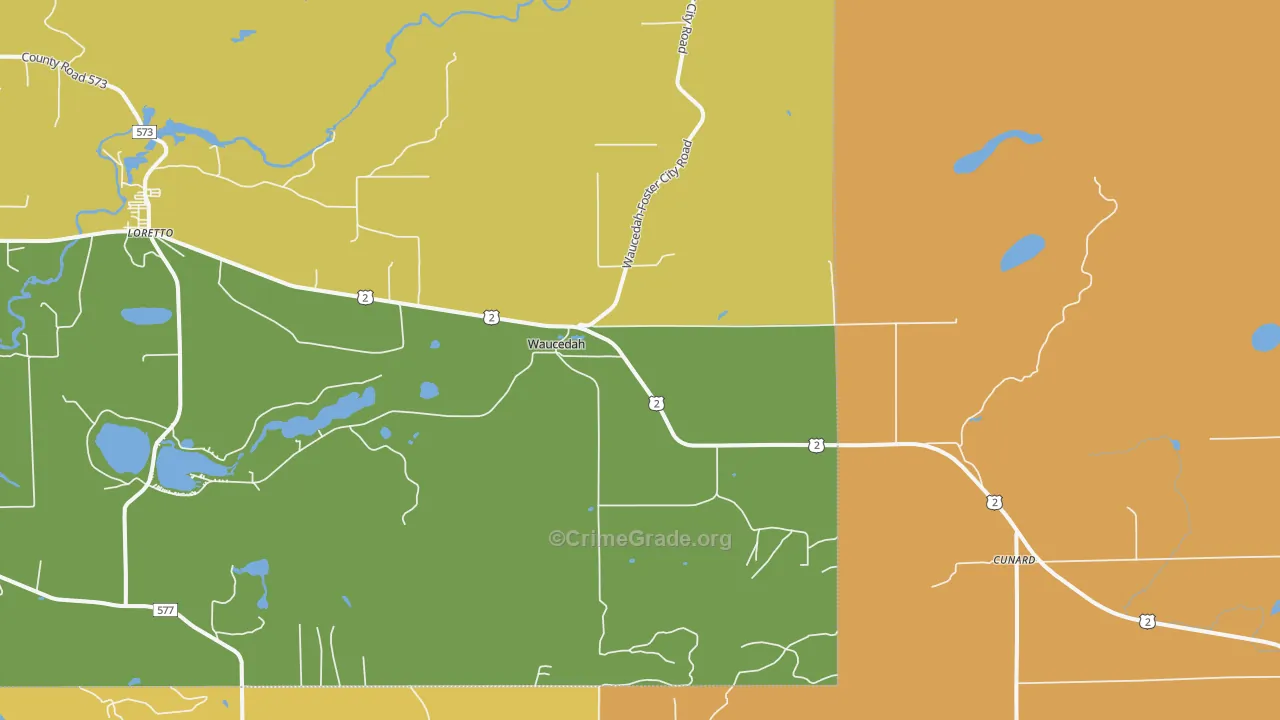 Waucedah, MI Map of Assault Rates