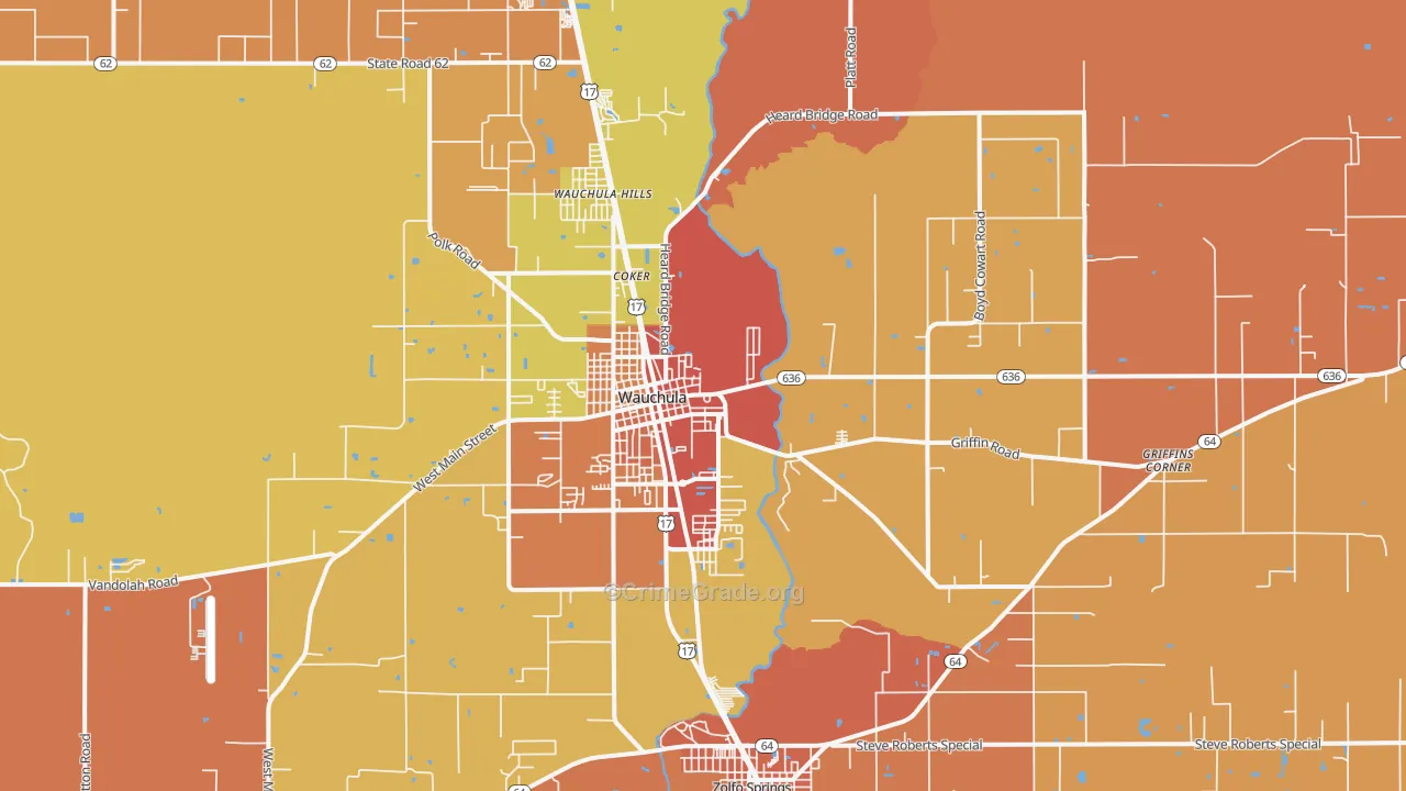 Wauchula, FL Map of Assault Rates