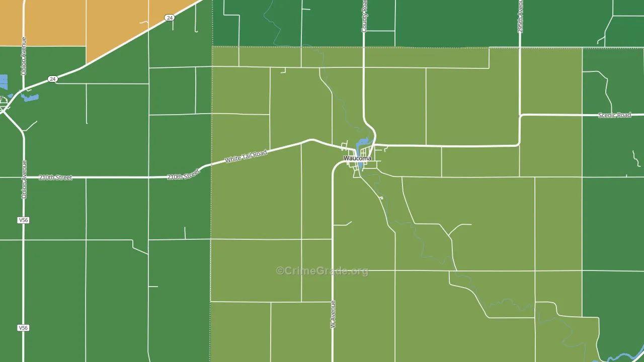 Waucoma, IA Map of Assault Rates