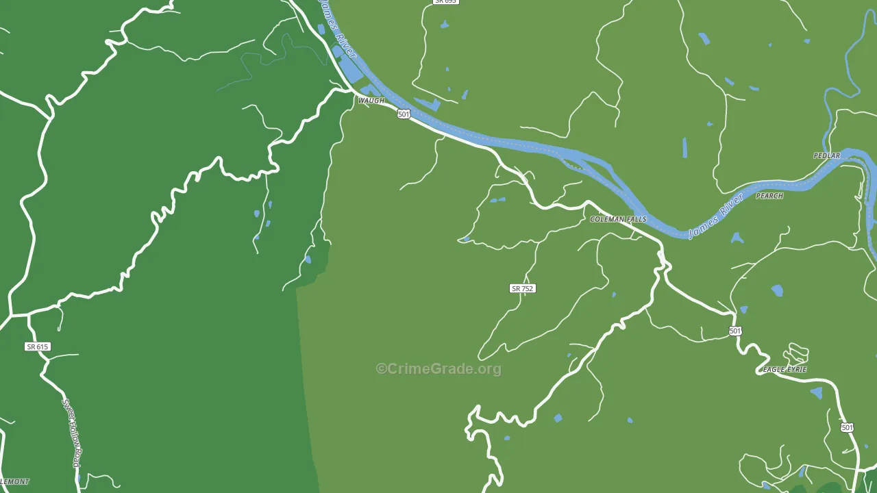 Waugh, VA Map of Assault Rates