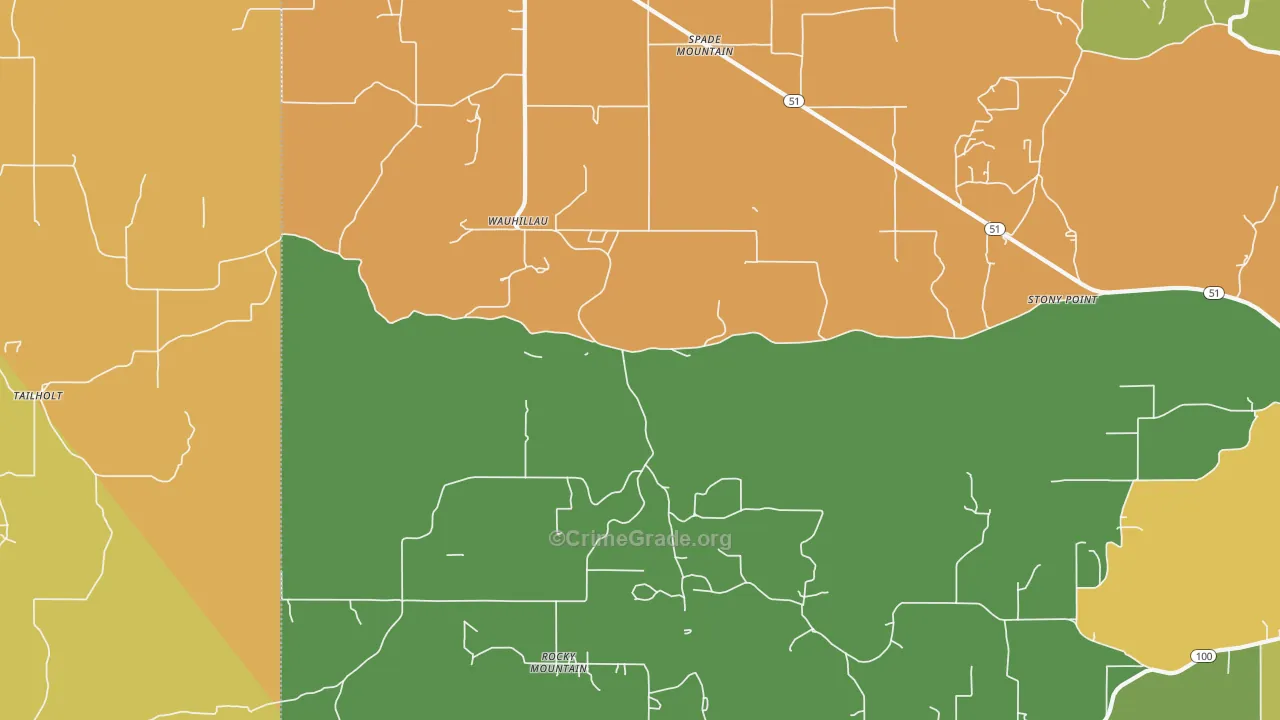 Wauhillau, OK Map of Assault Rates