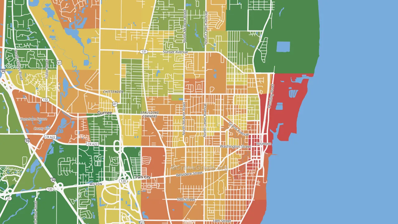 Waukegan, IL Map of Assault Rates