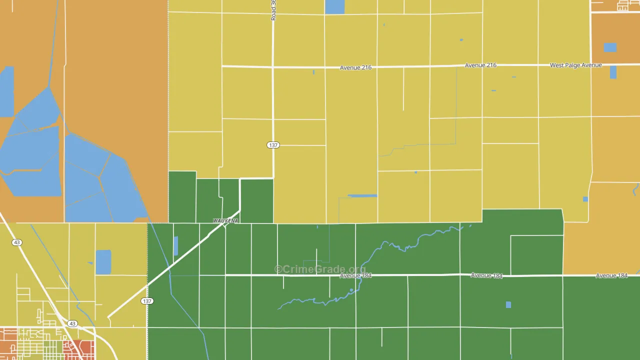 Waukena, CA Map of Assault Rates