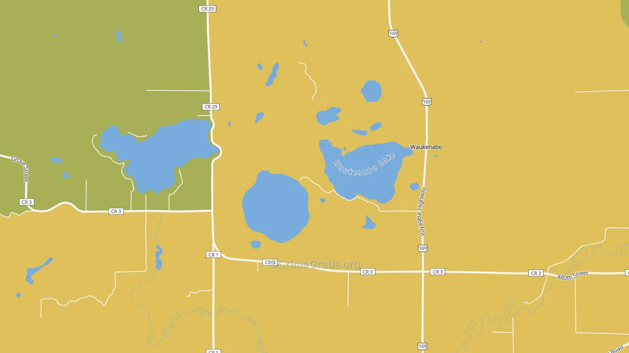 Waukenabo, MN Map of Assault Rates