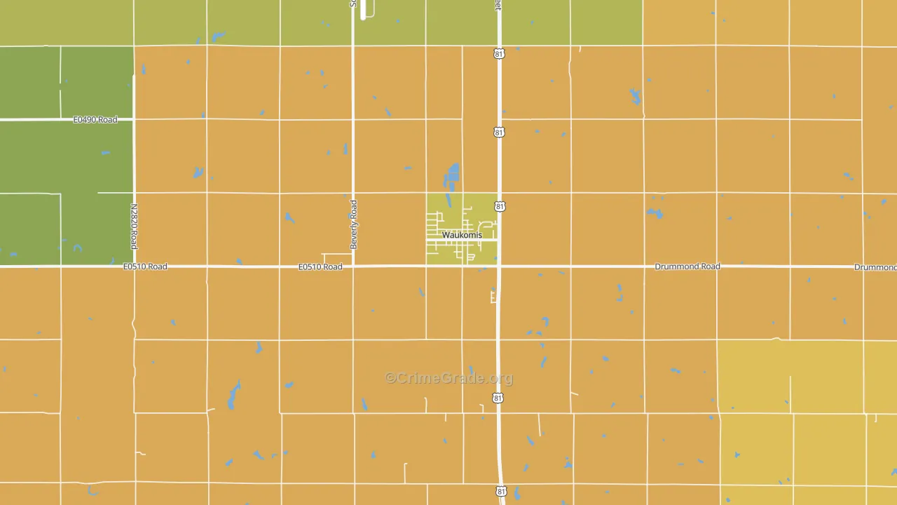 Waukomis, OK Map of Assault Rates