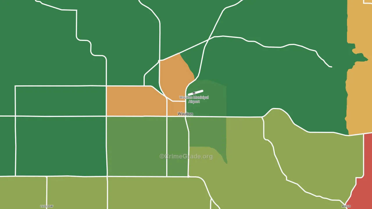 Waukon, IA Map of Assault Rates