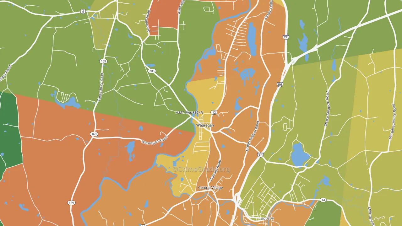 Wauregan, CT Map of Assault Rates