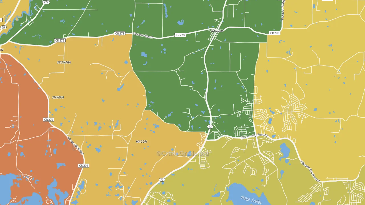 Wausau, FL Map of Assault Rates