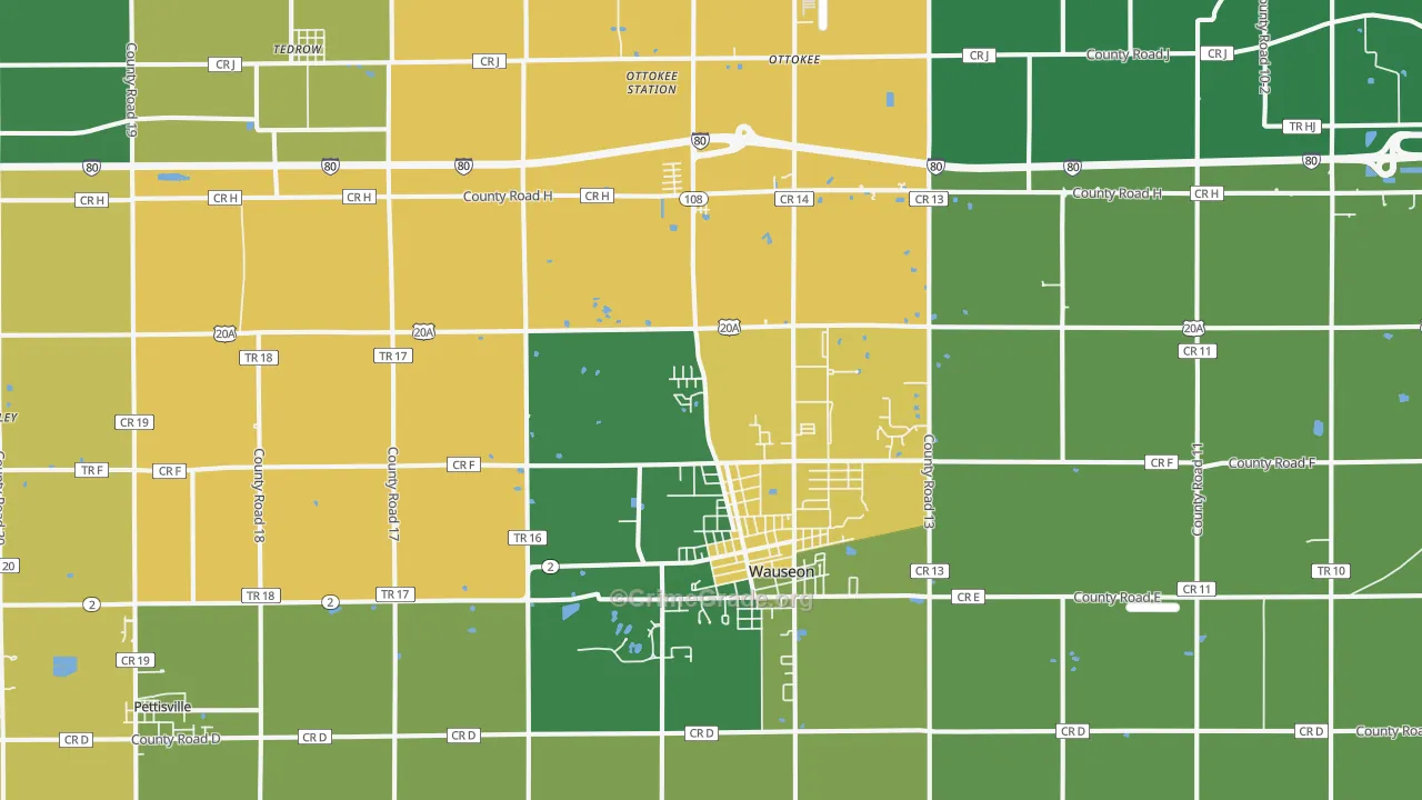 Wauseon, OH Map of Assault Rates