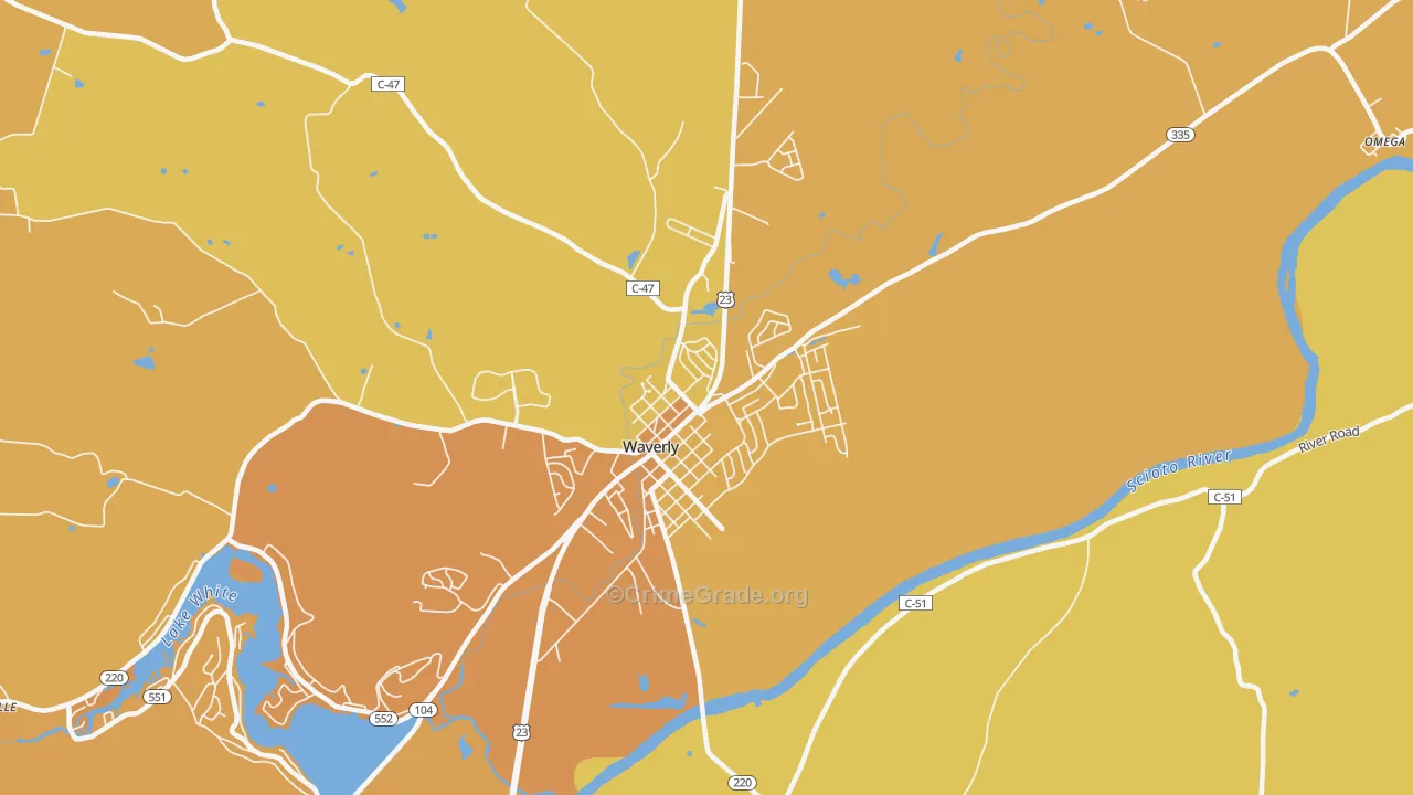 Waverly City, OH Map of Assault Rates