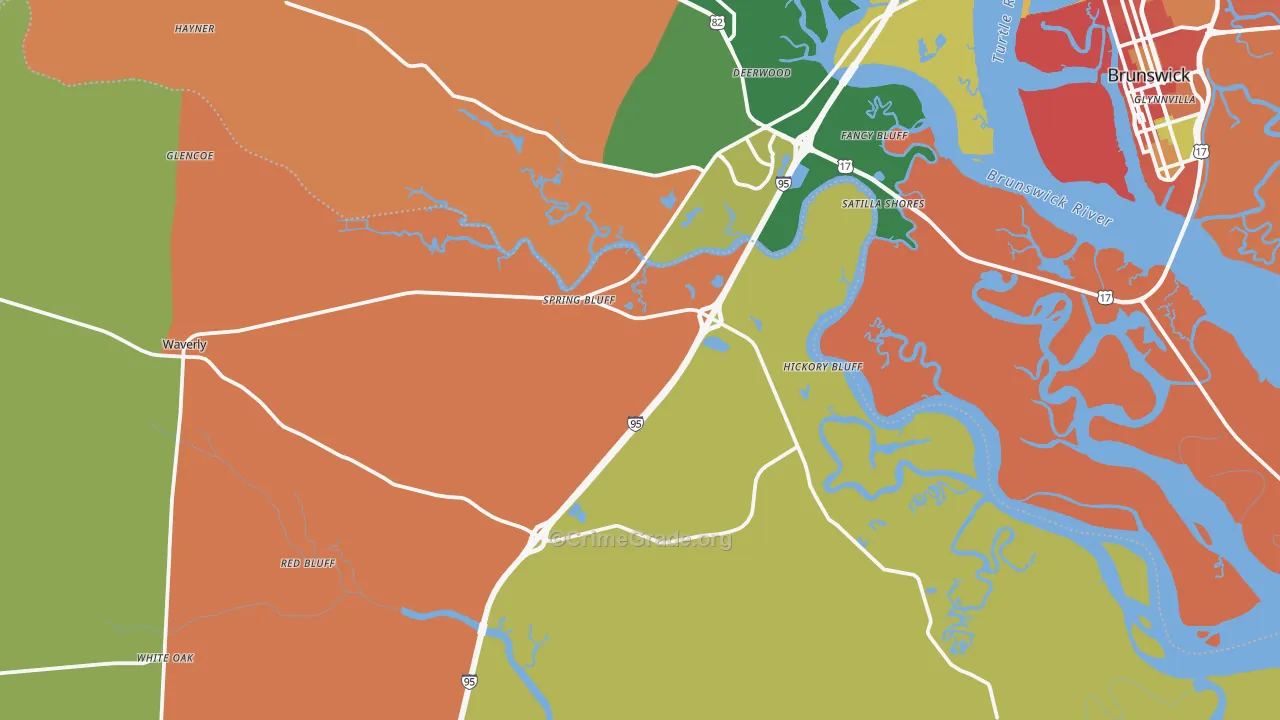 Waverly, GA Map of Assault Rates