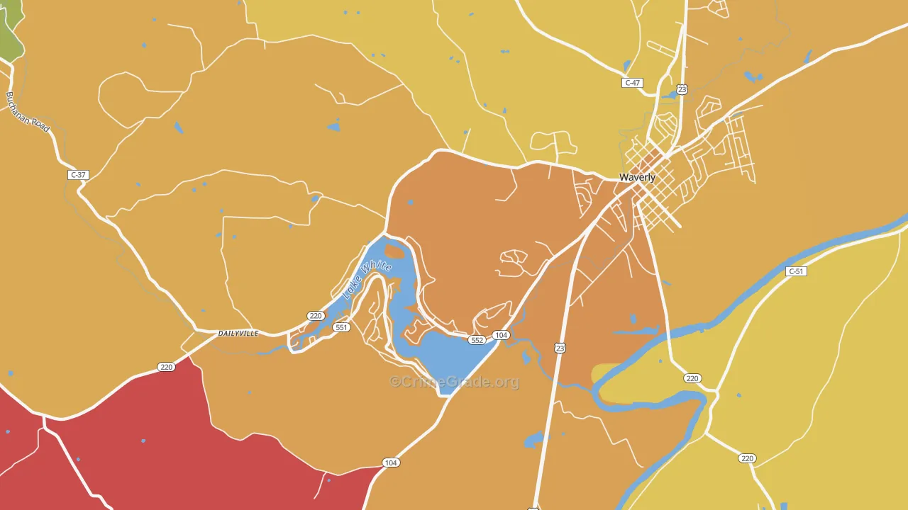 Waverly Gables, OH Map of Assault Rates
