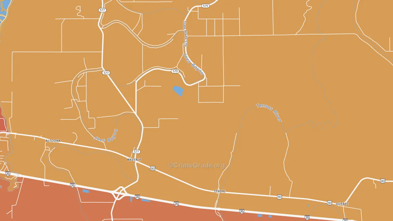 Waverly, LA Map of Assault Rates