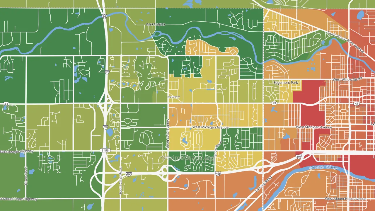 Waverly, MI Map of Assault Rates