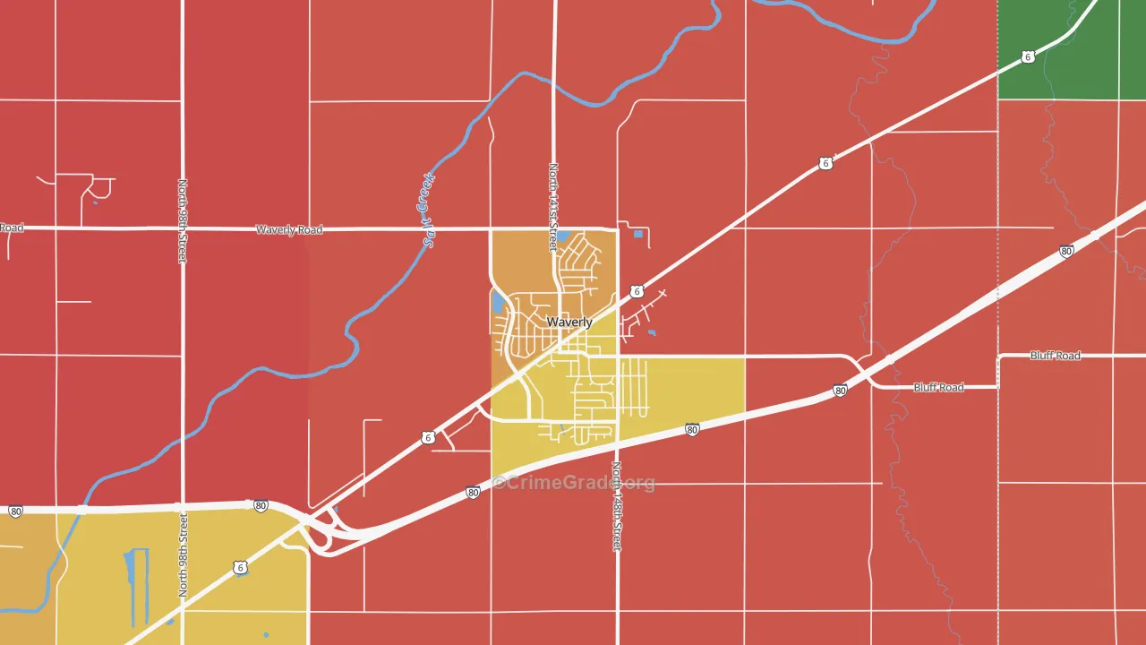 Waverly, NE Map of Assault Rates