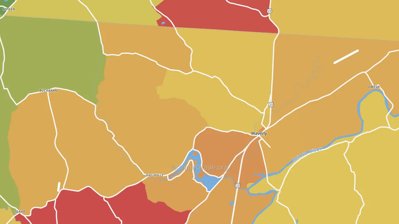 Waverly, OH Map of Assault Rates