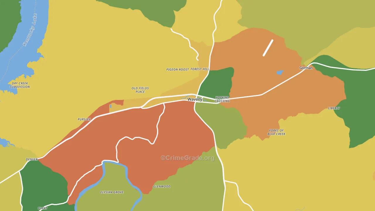 Waverly, TN Map of Assault Rates