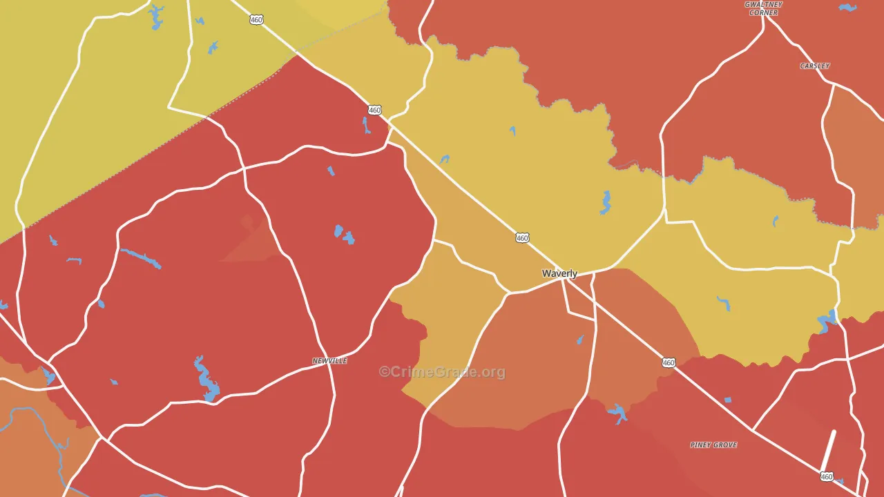Waverly, VA Map of Assault Rates