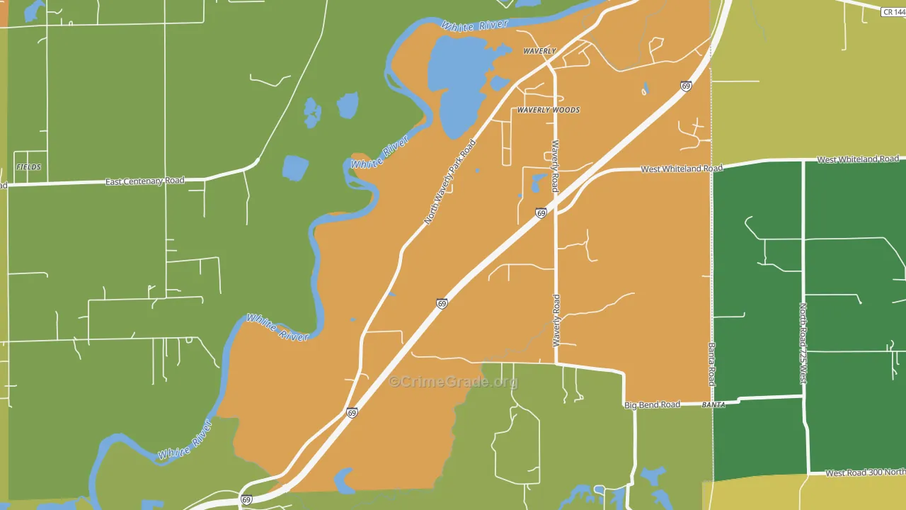 Waverly Woods, IN Map of Assault Rates