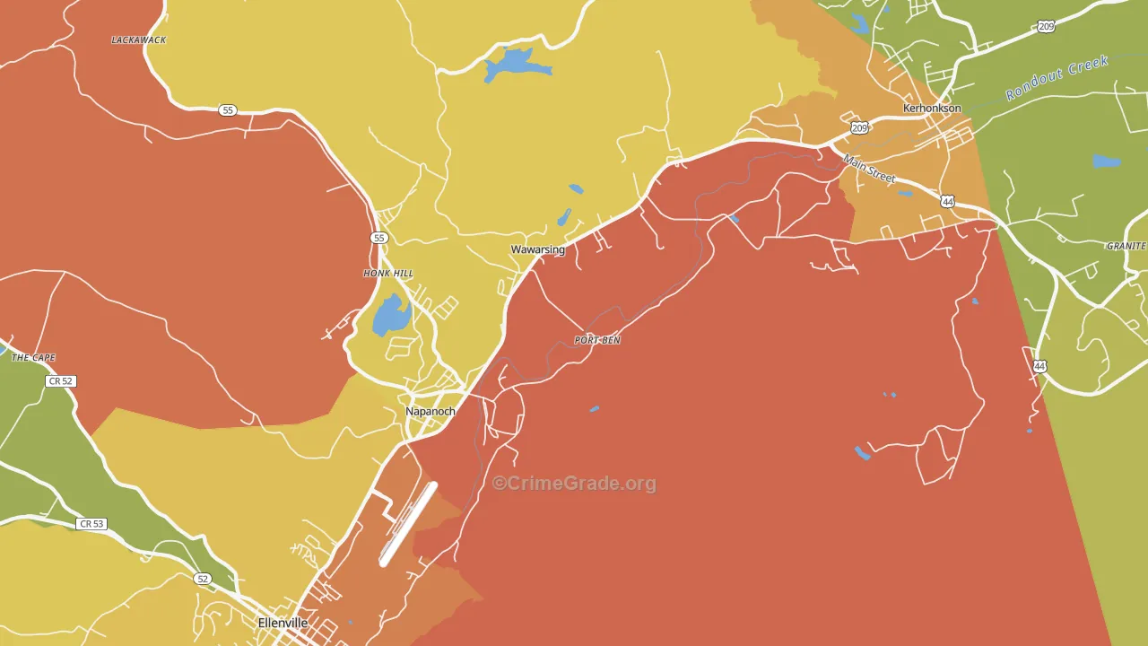 Wawarsing, NY Map of Assault Rates