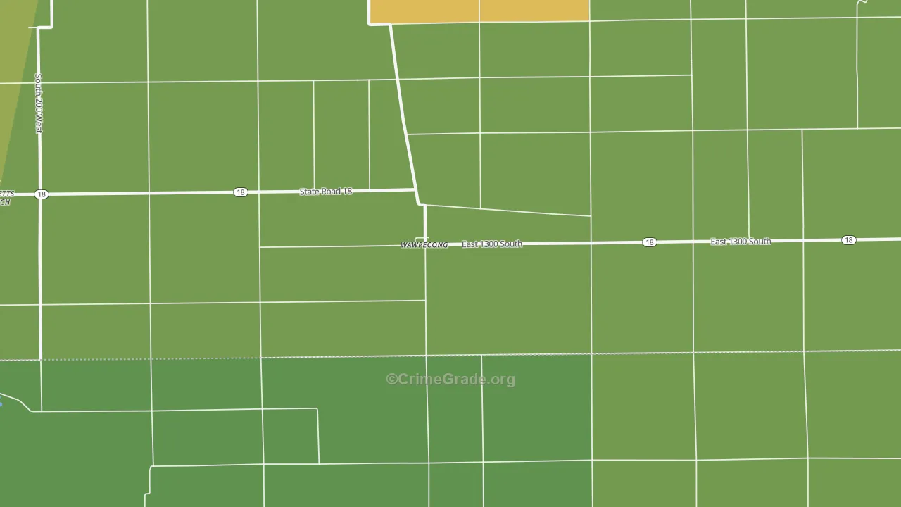 Wawpecong, IN Map of Assault Rates