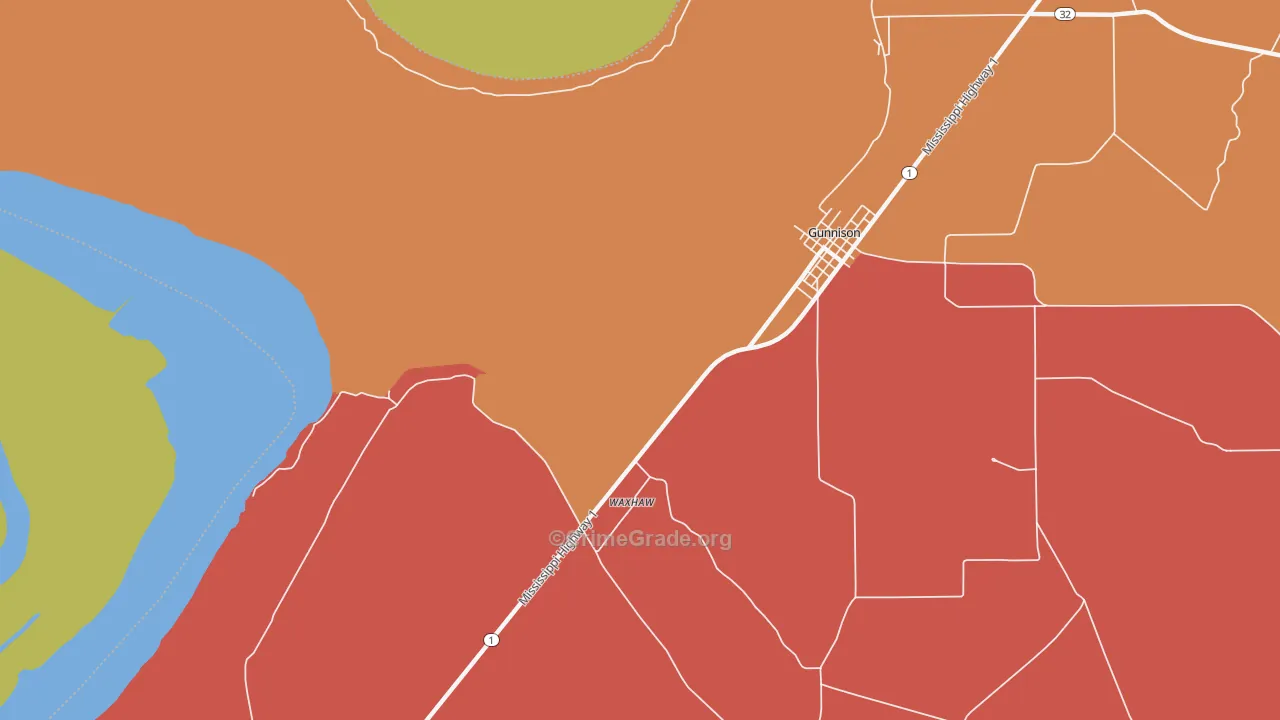 Waxhaw, MS Map of Assault Rates