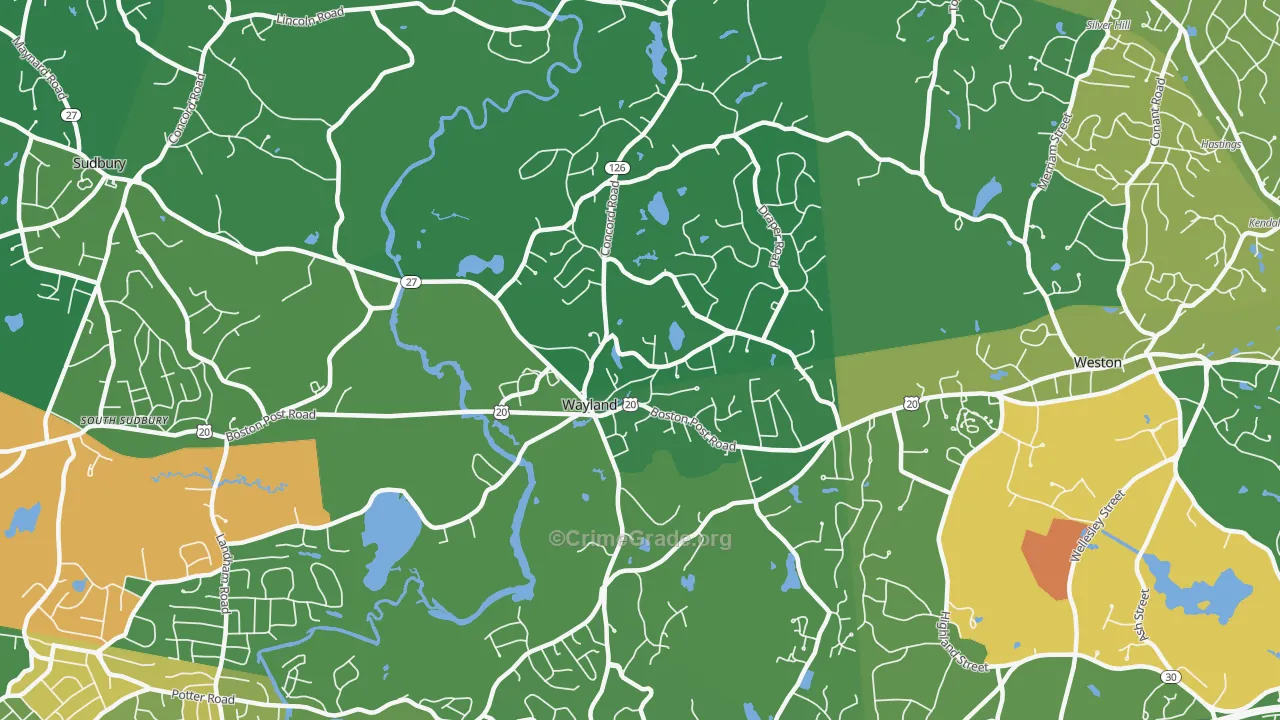 Wayland, MA Map of Assault Rates