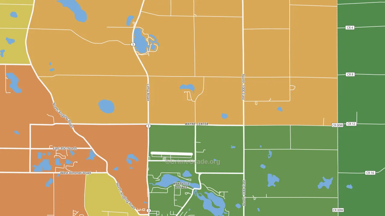 Wayne Center, IN Map of Assault Rates
