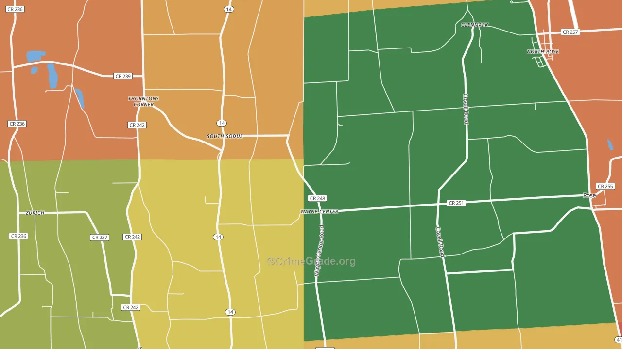 Wayne Center, NY Map of Assault Rates