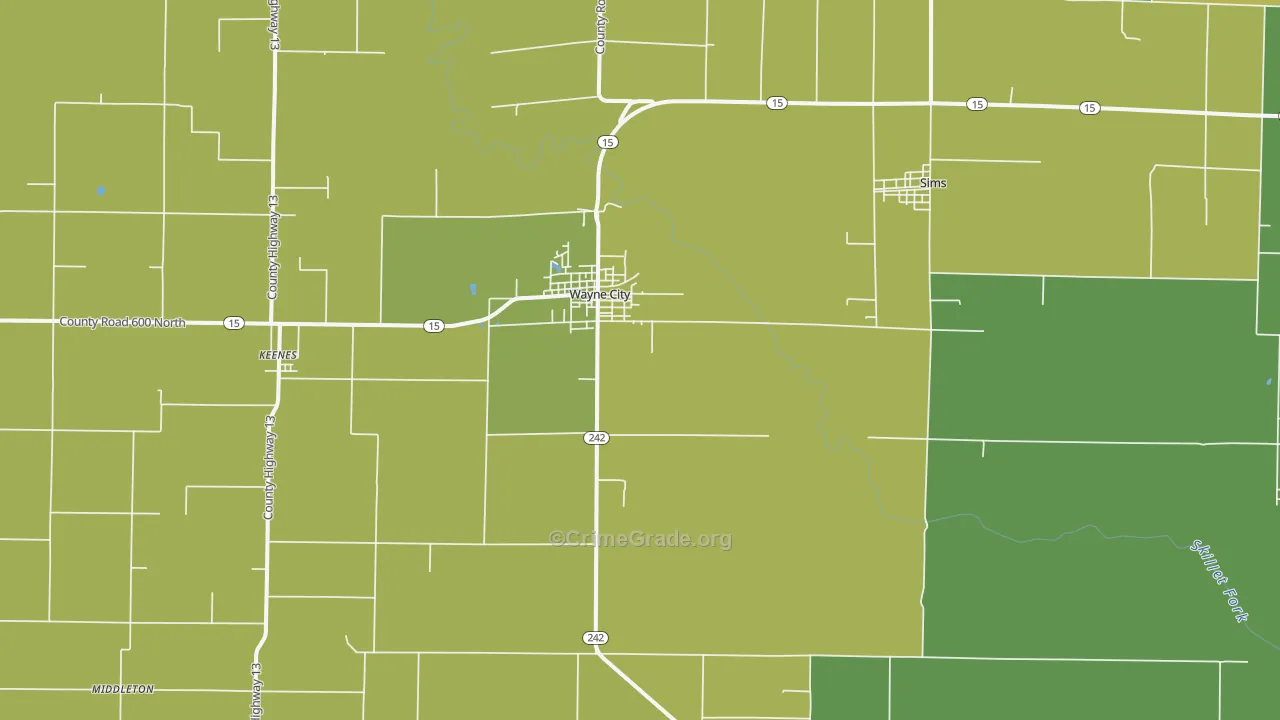 Wayne City, IL Map of Assault Rates