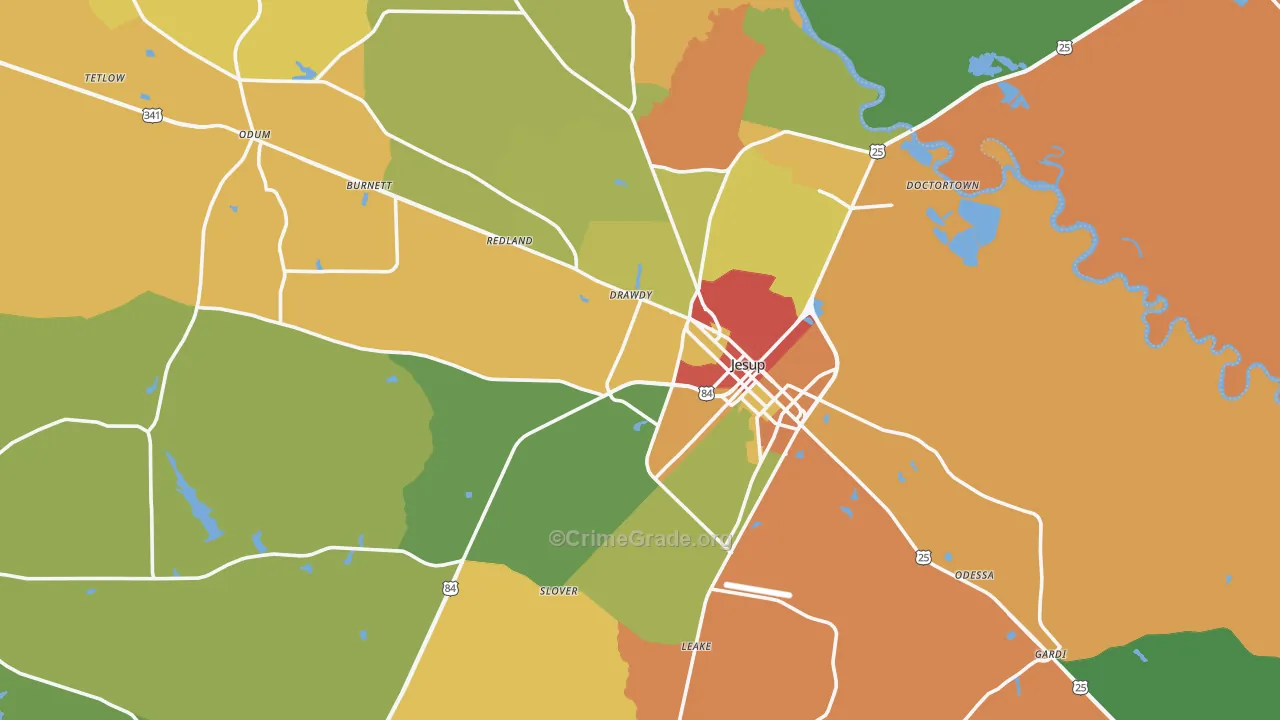 Wayne County, GA Map of Assault Rates