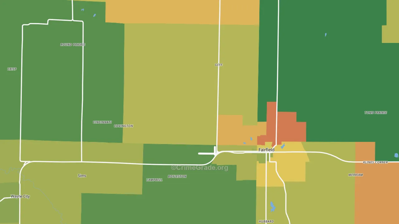 Wayne County, IL Map of Assault Rates