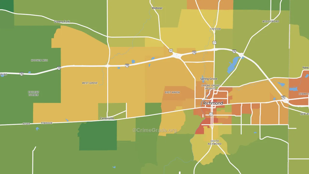 Wayne County, IN Map of Assault Rates