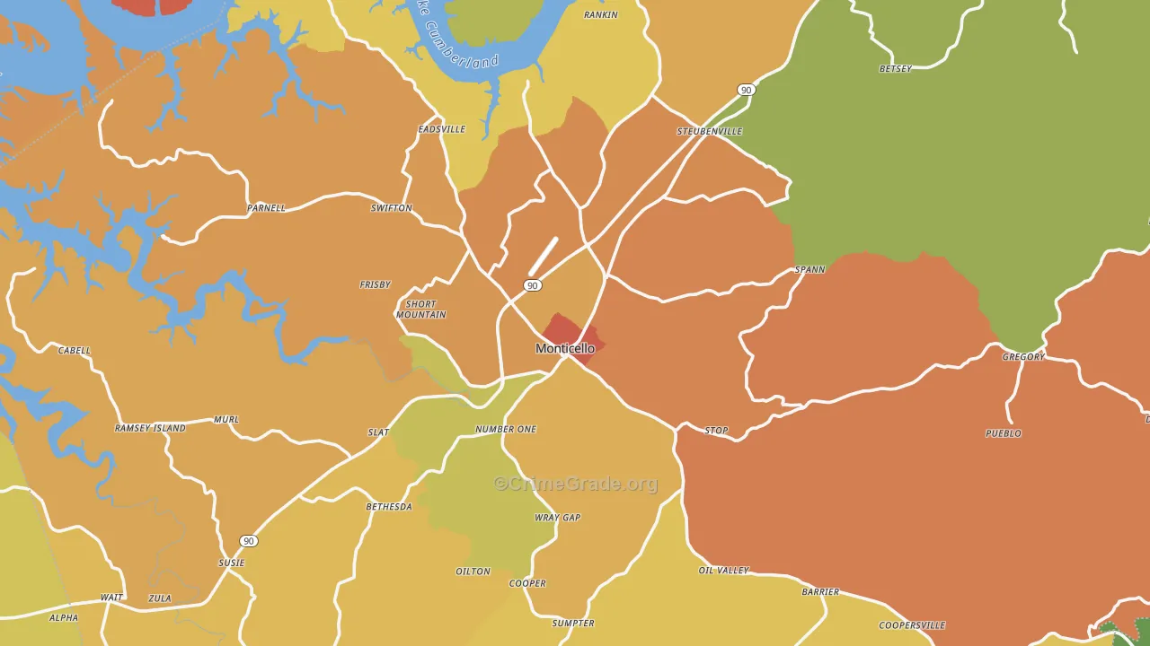 Wayne County, KY Map of Assault Rates